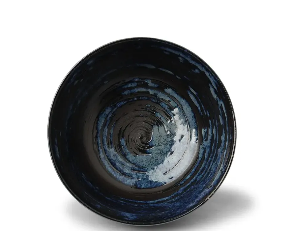 Medium Bowls^MIYA Company Blue Black Swirl 6.75" Noodle Bowl