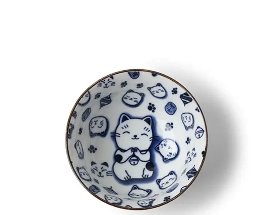 Tableware^MIYA Company Maneki Neko Blue 5" Bowl