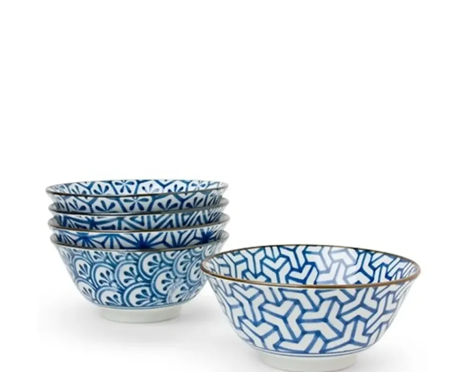 Medium Bowls^MIYA Company Monyou 6" Hana Seigaiha Bowl