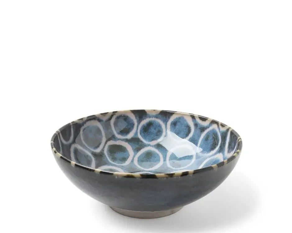 Shallow Bowls^MIYA Company Rustic White Circles 8.5" Shallow Bowl